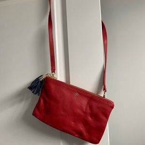 Ann Taylor red leather crossbody
